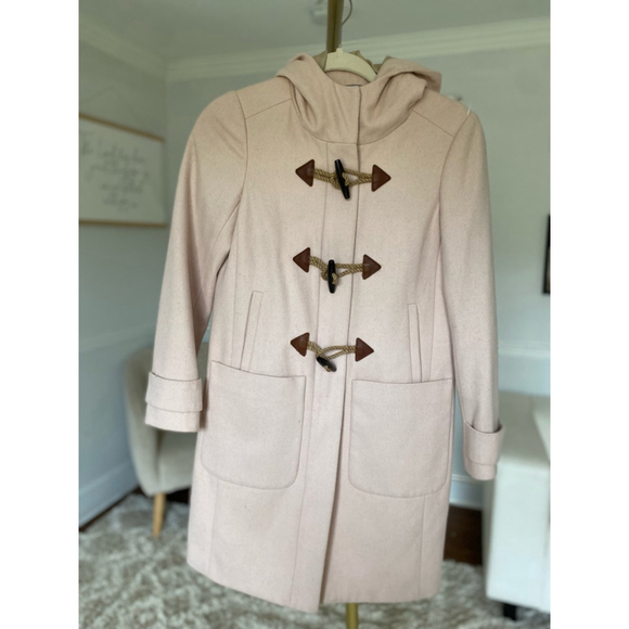 J. Crew Peacoat Wool Toggle Coat Hood Pink Preppy Fall Winter Snowbird French 00 - Picture 3 of 12